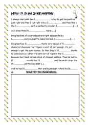 English Worksheet: HOW TO DRAW GREG HEFFLEY