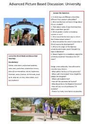 English Worksheet: Advanced Picture Based Discussion - University