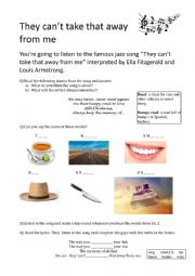 English Worksheet: Song: They cant take that away from me - Ella Fitzgerald and Louis Armstrong