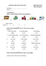 English Worksheet: mid term test 1 grade 5