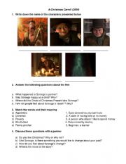 English Worksheet: A Christmas Carol (2009 movie) worksheet