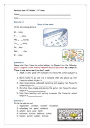 English Worksheet: Test-4th grade