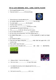 English Worksheet: Land soil floor ground or earth