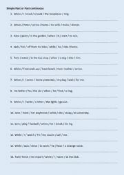 English Worksheet: Simple Past vs Past Continuous
