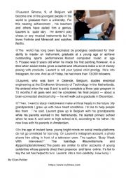 English Worksheet: A Modern atypical prodigy /reading comprehension 1st form 