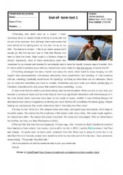English Worksheet: End of term test 1 4th form 