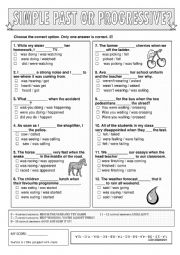 past progressive or past simple - multiple choice