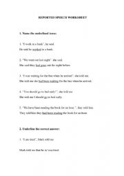 English Worksheet: Reported speech - exercises