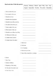 English Worksheet: Months