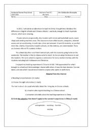 English Worksheet: end-term test N1 (8th form)