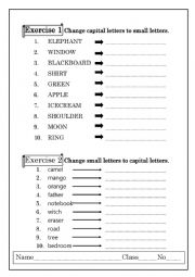 English Worksheet: Capital letters and small letters