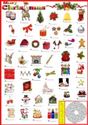 Merry Christmas - Label pictures with provided vocabulary + KEY