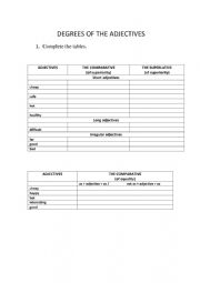 English Worksheet: Adjectives - degrees