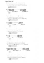 English Worksheet: Simple Present Tense Basic Exercises