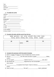 English Worksheet: Sport