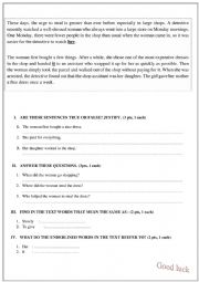 English Worksheet: reading comprehension 