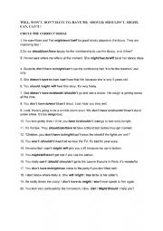 English Worksheet: modals-be going to-would like to