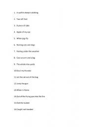 Idioms Worksheet and Key