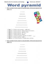 English Worksheet: pyramid game