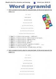 English Worksheet: pyramid game
