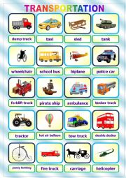 English Worksheet: Transportation - Pictionary