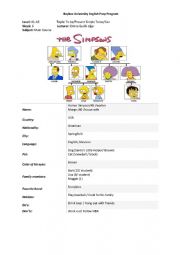 English Worksheet: The Simpsons Chart