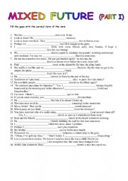 English Worksheet: MIXED FUTURE TENSE I