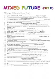 English Worksheet: MIXED FUTURE TENSE II