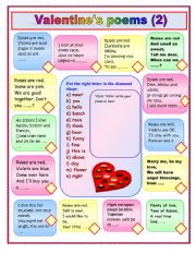 English Worksheet: Short poems for Valentines Day