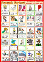 English Worksheet: PRESENT PERFECT PRACTICE  2 -  exercises