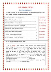 English Worksheet: Present Perfect or simple past