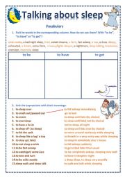 English Worksheet: Sleeping vocabulary