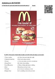 English Worksheet: Analyzing an AD POSTER