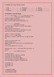 English Worksheet: The song - So Beautiful 