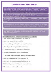 English Worksheet: CONDITIONAL SENTENCES