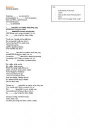 English Worksheet: Beautifull- Sing by Christina Aguilera