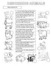 English Worksheet: Describing farm animals. 