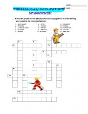 English Worksheet: CROSSWORD PUZZLE