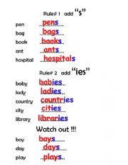 English Worksheet: singulars and plurals 1 (ANSWER KEY)