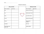 English Worksheet: Love Relationships Vocabulary Regular Irregular Verbs