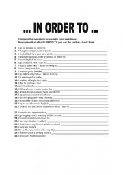 English Worksheet: LINKING WORDS - IN ORDER TO 
