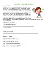 English Worksheet: EASY READING COMPREHENSION - PRESENT SIMPLE