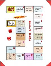 English Worksheet: BOARD GAME