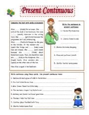 English Worksheet: PRESENT CONTINUOUS TENSE