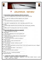 English Worksheet: GRAMMAR REVIEW BAC2