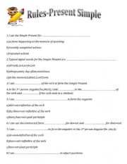 English Worksheet: worksheet -Rules Present Simple