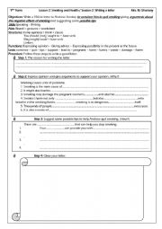 English Worksheet: Smoking and Health