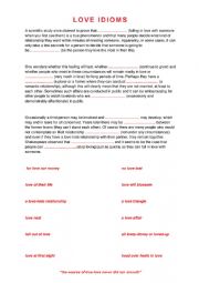 English Worksheet: Love Idioms