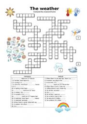 English Worksheet: weather crossword