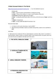 English Worksheet: 5 Most Unusual Hotels In The World     